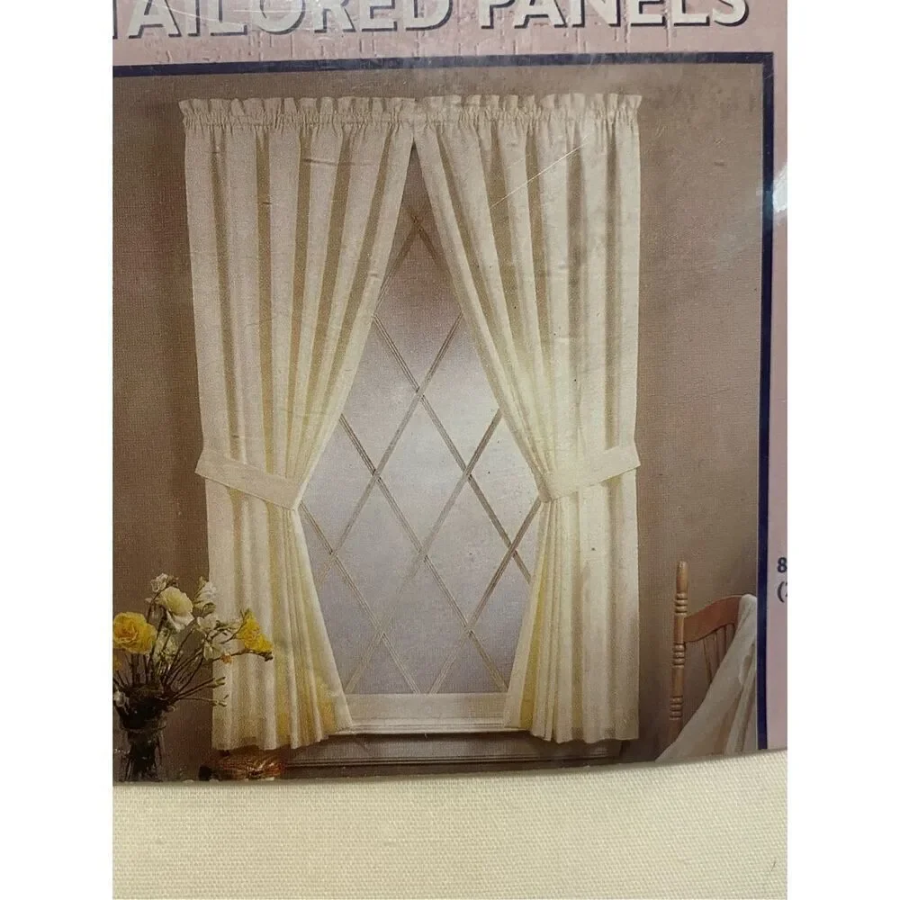Vintage lace curtains with valance  floral 53” x 81”